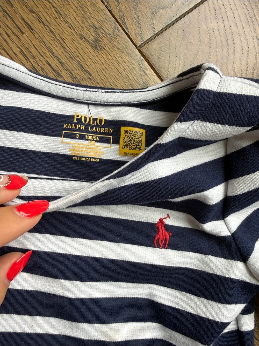 Ralph Lauren Navy, White & Red Striped Long-Sleeve Knit Dress 3T GUC - Picture 4 of 9